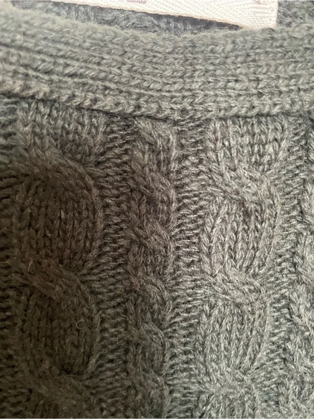 Cable-Knit Short Sleeve Sweater dark green